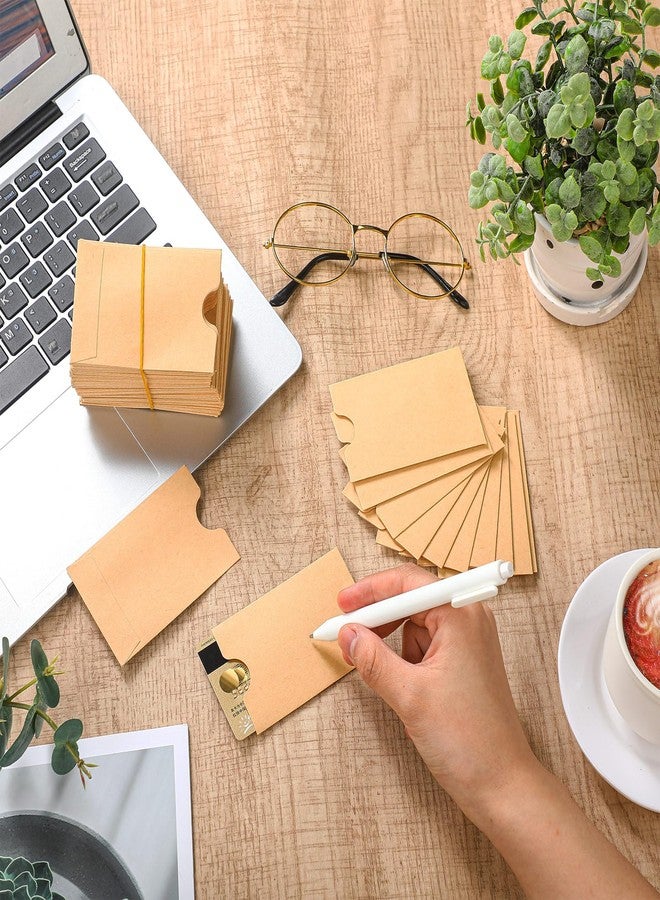 Thenshop أغطية بطاقات ائتمان Thenshop، 2000 قطعة، حامل مفاتيح فندق، مغلفات هدايا فارغة، أغطية بطاقات هدايا قابلة للكتابة والطباعة، غطاء حماية أبيض للمفاتيح للأعمال، 2.4 × 3.5 بوصة (بني) - Image 3